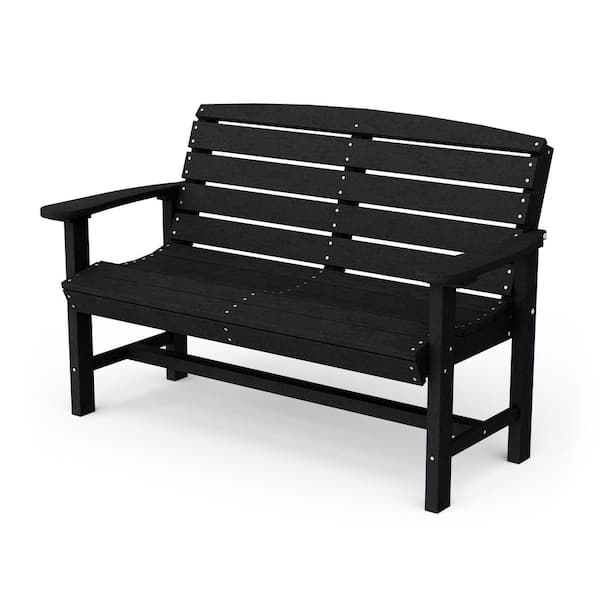Wildridge Classic Black HDPE Plastic Outdoor Bench LCC-226-BK