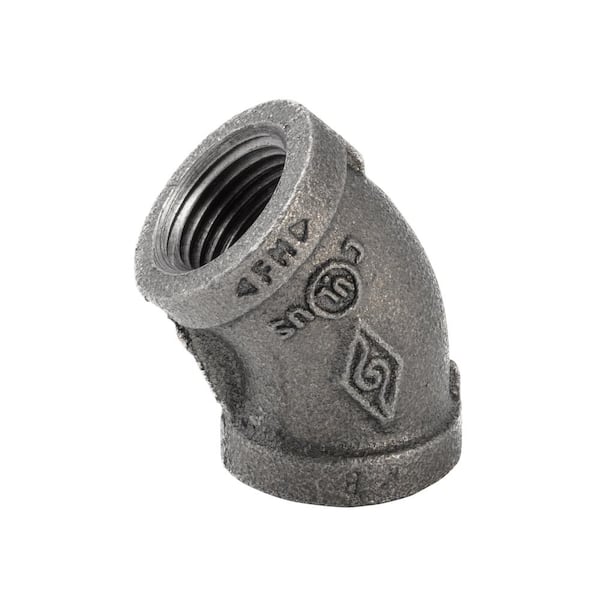 Southland 1/2 in. Black Malleable Iron 45 Degree FPT x FPT Elbow Fitting