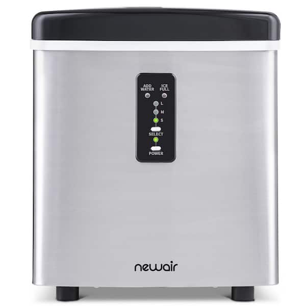 NewAir Portable 28 lb. of Ice a Day Countertop Ice Maker BPA Free Parts with 3 Ice Sizes and Ice Scoop - Stainless Steel