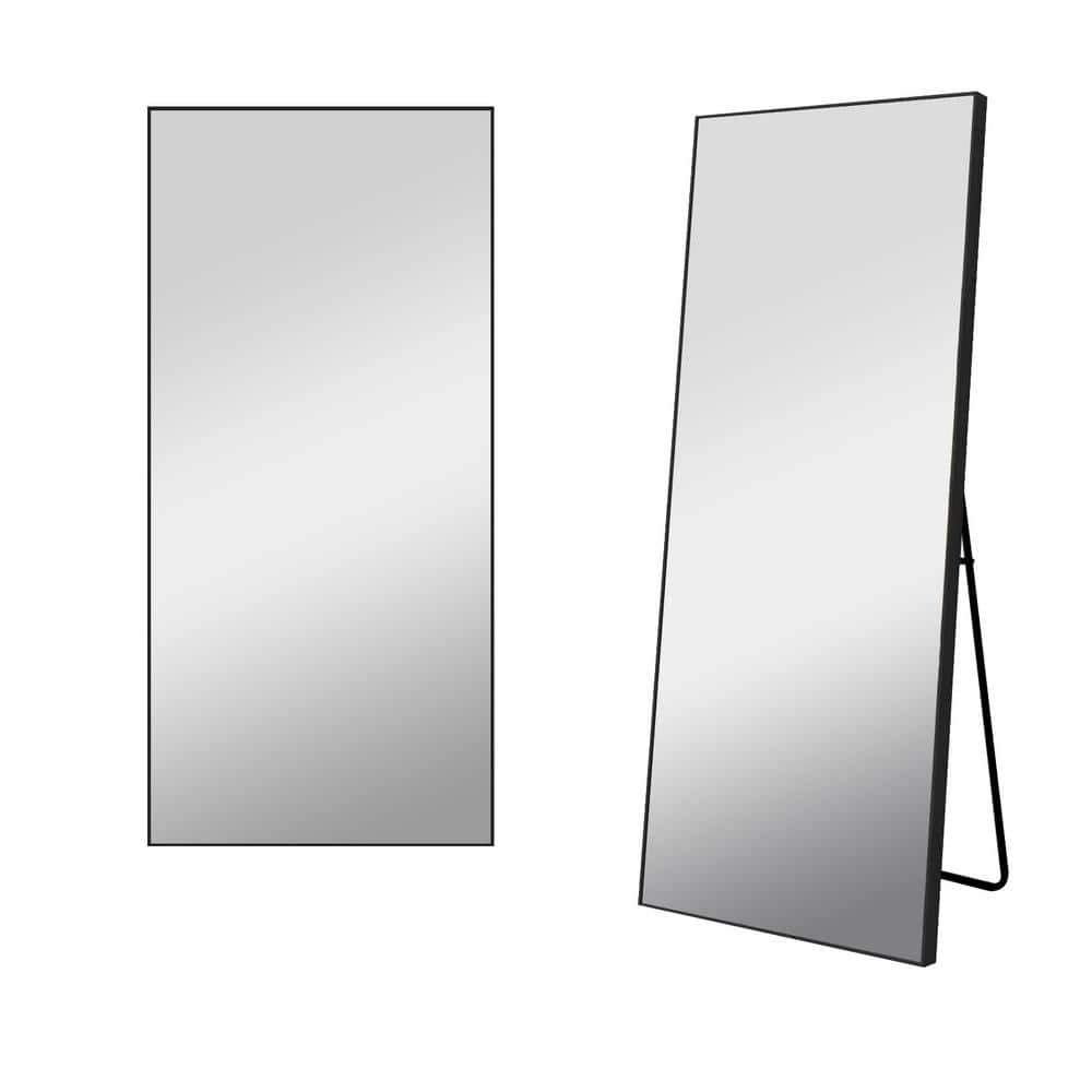 Cesicia 22 in. W x 65 in. H Rectangular Black Framed Full Length Standing Floor Mirror MJMirror3