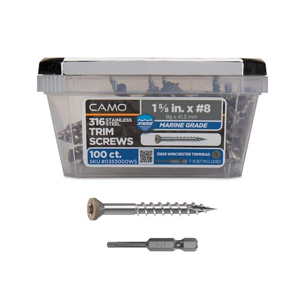 1-5/8 in. #8 316 Stainless Steel Winchester Premium Star Drive Trim Screws (100-Count)