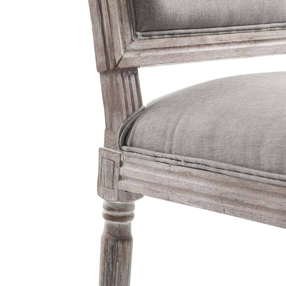 Vintage French Fluted Wood & Fabric High Side Chair in Light Gray