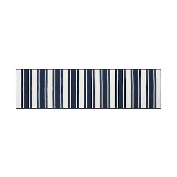 Nautica Tufted Navy and White 2 ft. 2 in. x 6 ft. Gladwin Stripe Runner Rug