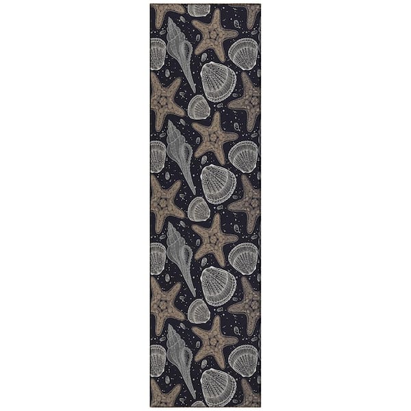 Addison Rugs Surfside Black 2 ft. 3 in. x 7 ft. 6 in. Geometric Indoor/Outdoor Area Rug