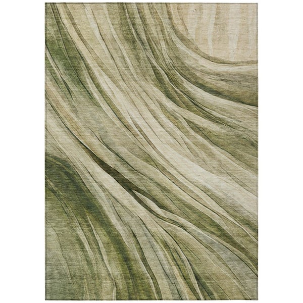 Chantille Machine Washable Indoor/Outdoor Abstract ACN2871 Aloe 5 ft. x 7 ft. 6 in. Area Rug