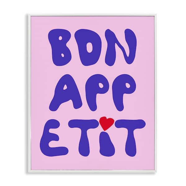Stupell Industries Bon Appetit with Heart by House of Lulu White Framed Food Giclee Art Print 30 in. x 24 in.