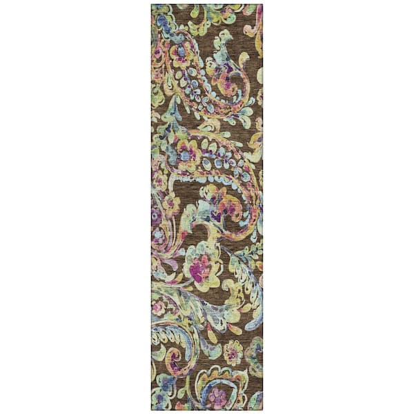 Addison Rugs Chantille Machine Washable Indoor/Outdoor Abstract ACN834 Chocolate 2 ft. 3 in. x 7 ft. 6 in. Area Rug