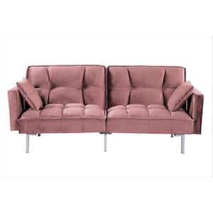 Bernal 75.6 in. W Velvet Rose Twin Size Futon Sofa Bed