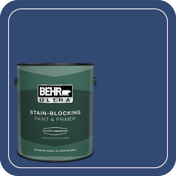 BEHR ULTRA 1 gal. #S-H-580 Navy Blue Extra Durable Semi-Gloss Enamel Interior Paint & Primer
