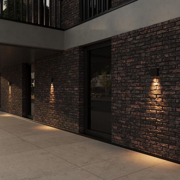 Orion 5.5in Black Outdoor Wall Down Light, Hardwired Integrated LED Lantern Sconce, 3000K, 550 Lumen, ETL & cETL Listed