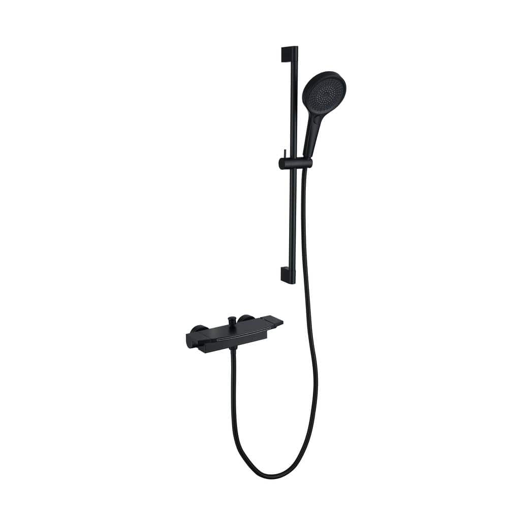 Matte Black Adjustable Wall Mounted Handheld Shower Faucet Set