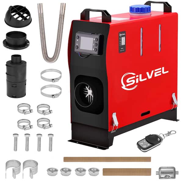 SILVEL 27296 BTU Red 8000-Watt Diesel Air Heater All-in-1 Kerosene Diesel Space Heater with LCD Monitor Remote Control