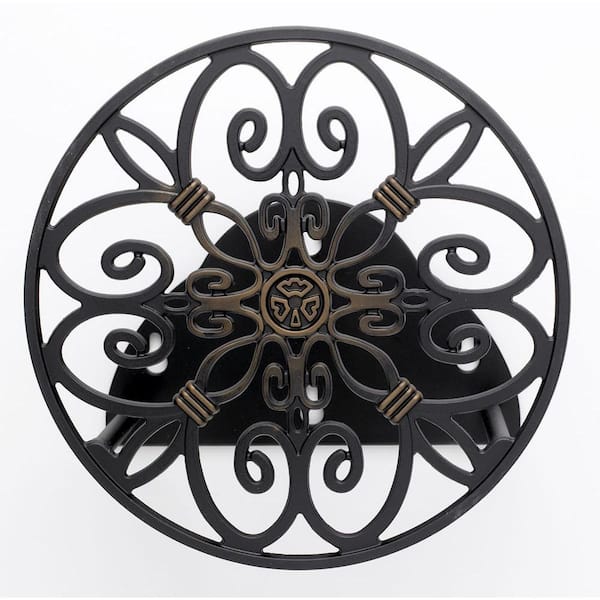 125 ft. Black Cast Aluminum HB Decorative Hose Hanger Garden Hose Reel