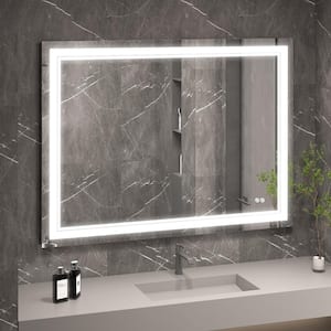 RUNA 48 in. W x 36 in. H Rectangular Frameless Anti-Fog Dimmable LED Light Wall Mount Bathroom Vanity Mirror in Aluminum