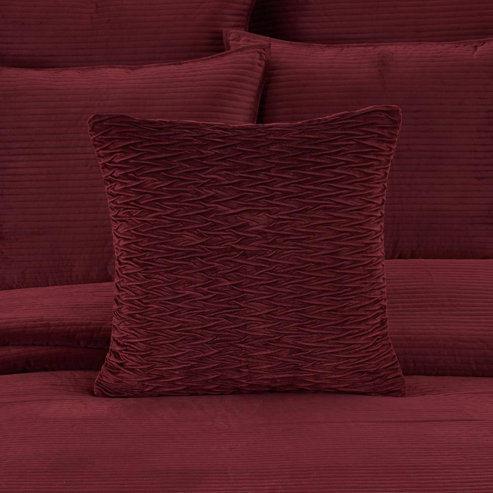 Maroon Textured Polyester Queen Decorative Throw Pillow