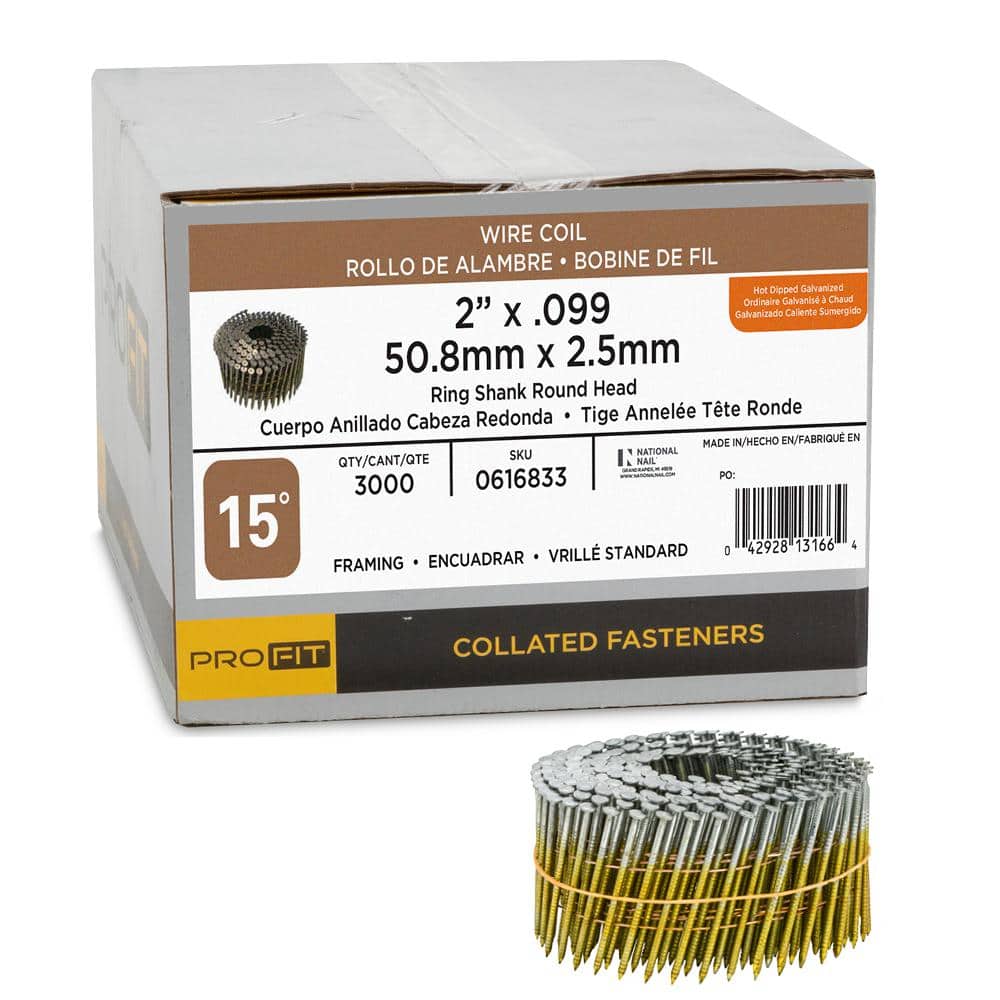 2 in x. 099 15 ° Ring Shank Wire Coil Siding Nails (3000-Per Box) price history on PriceWatchPro