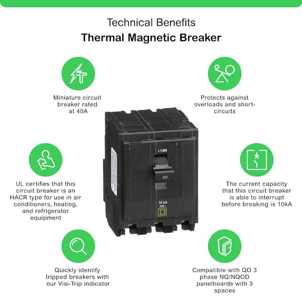 QO 40 Amp 3-Pole Plug-In Circuit Breaker