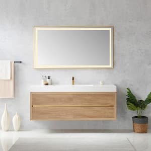 Palencia 60 in. W x 20 in. D x 23.6 in. H Bath Vanity in North American Oak with White Integral Composite Stone Top