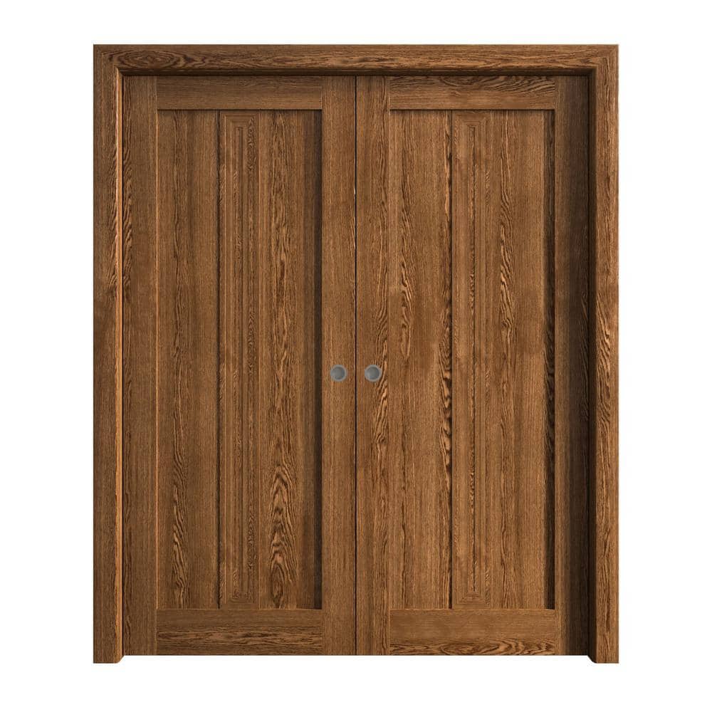 36 in. x 84 in. Cognac Oak Solid Wood Double Pocket Doors With Hardware price history on PriceWatchPro