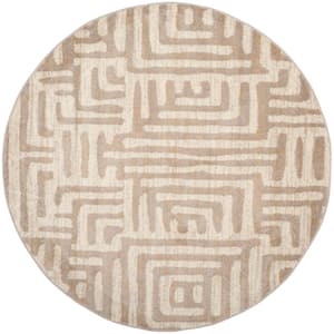 Amsterdam Ivory/Mauve 7 ft. x 7 ft. Round Maze Geometric Area Rug