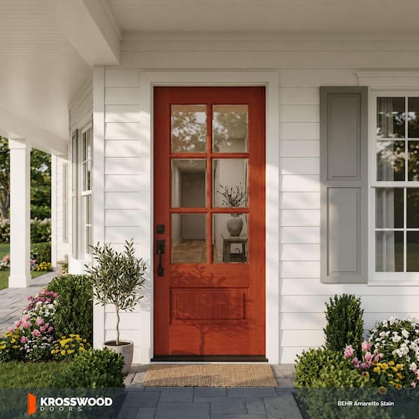Krosswood Doors 36in. x 80in. Farmhouse Left-Hand 6-Lite Clear
