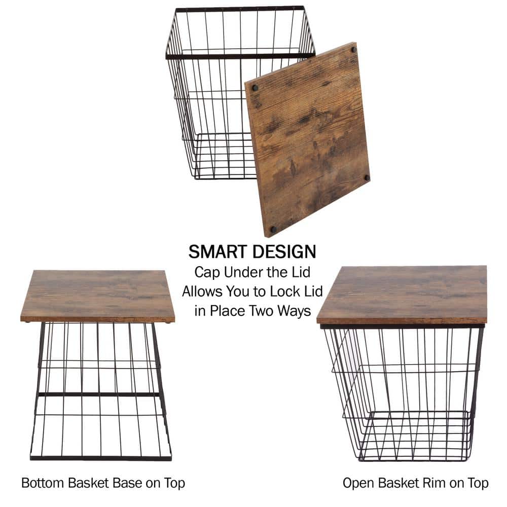 Industrial Farmhouse Nesting End Tables with Storage