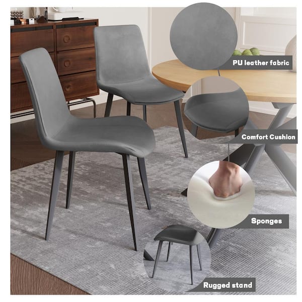 GOJANE 7-Piece Set of 6 Grey Chairs and Oval Dining Table
