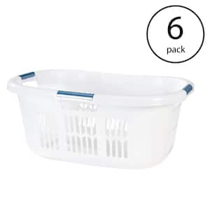 2.1-Bushel White Small Hip-Hugger Plastic Laundry Basket (6-Pack)