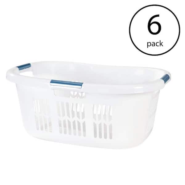 Rubbermaid 2.1-Bushel White Small Hip-Hugger Plastic Laundry Basket (6-Pack)