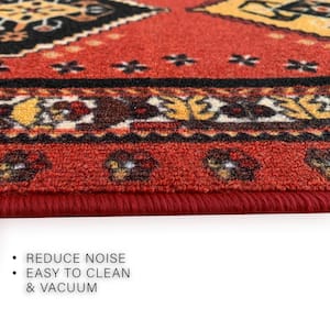 Southwestern Burnt Orange Multi Color 26 in. Width x Your Choice Length Custom Size Roll Runner Rug/Stair Runner