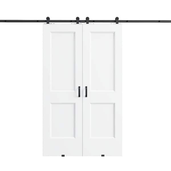 EH PUERTA 48 in. x 80 in. H Shape White Primed MDF Top Mount Sliding ...
