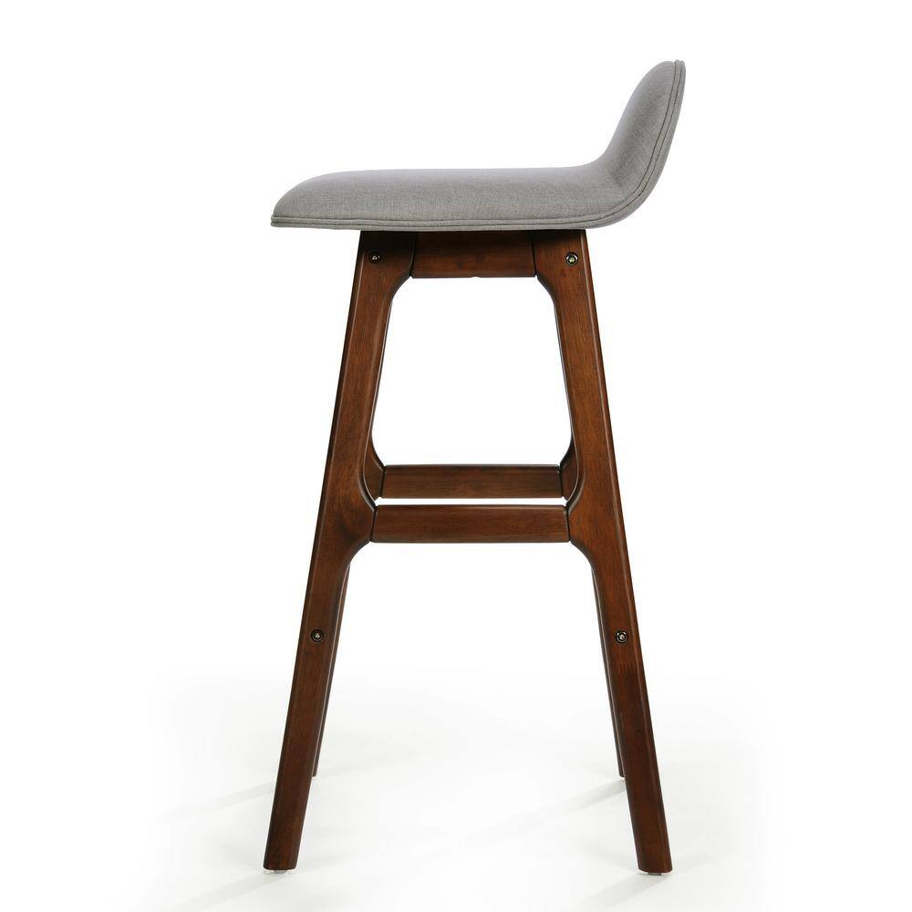 Mid-Century Modern Upholstered Dark Beige Barstools, Set of 2