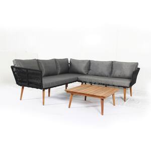 Luarca 3-Piece Wicker Patio Conversation Set with Gray Cushions