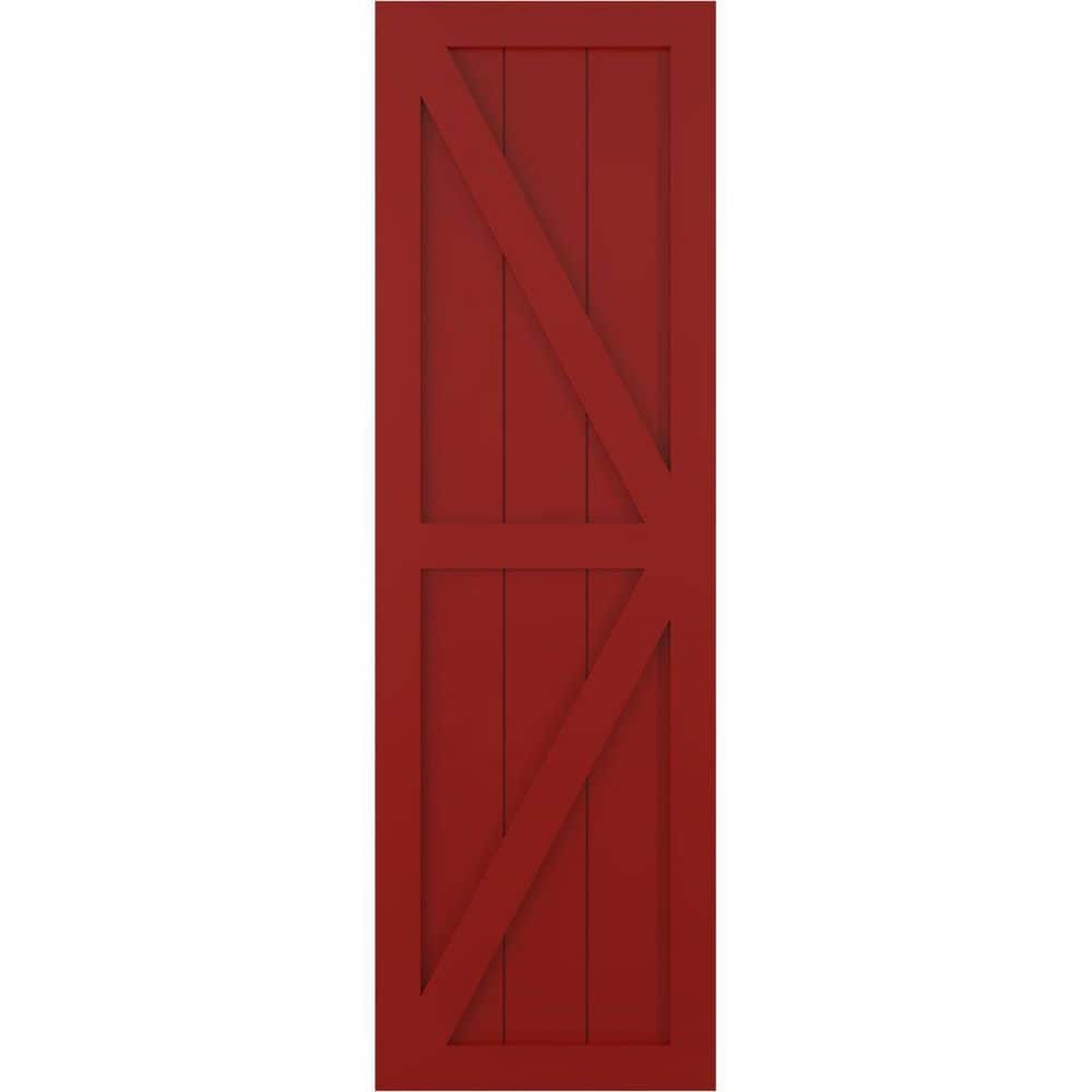 12 in. x 40 in. True Fit PVC Two Equal Panel Farmhouse Fixed Mount Board and Batten Shutters with Z-Bar, Fire Red price history on PriceWatchPro