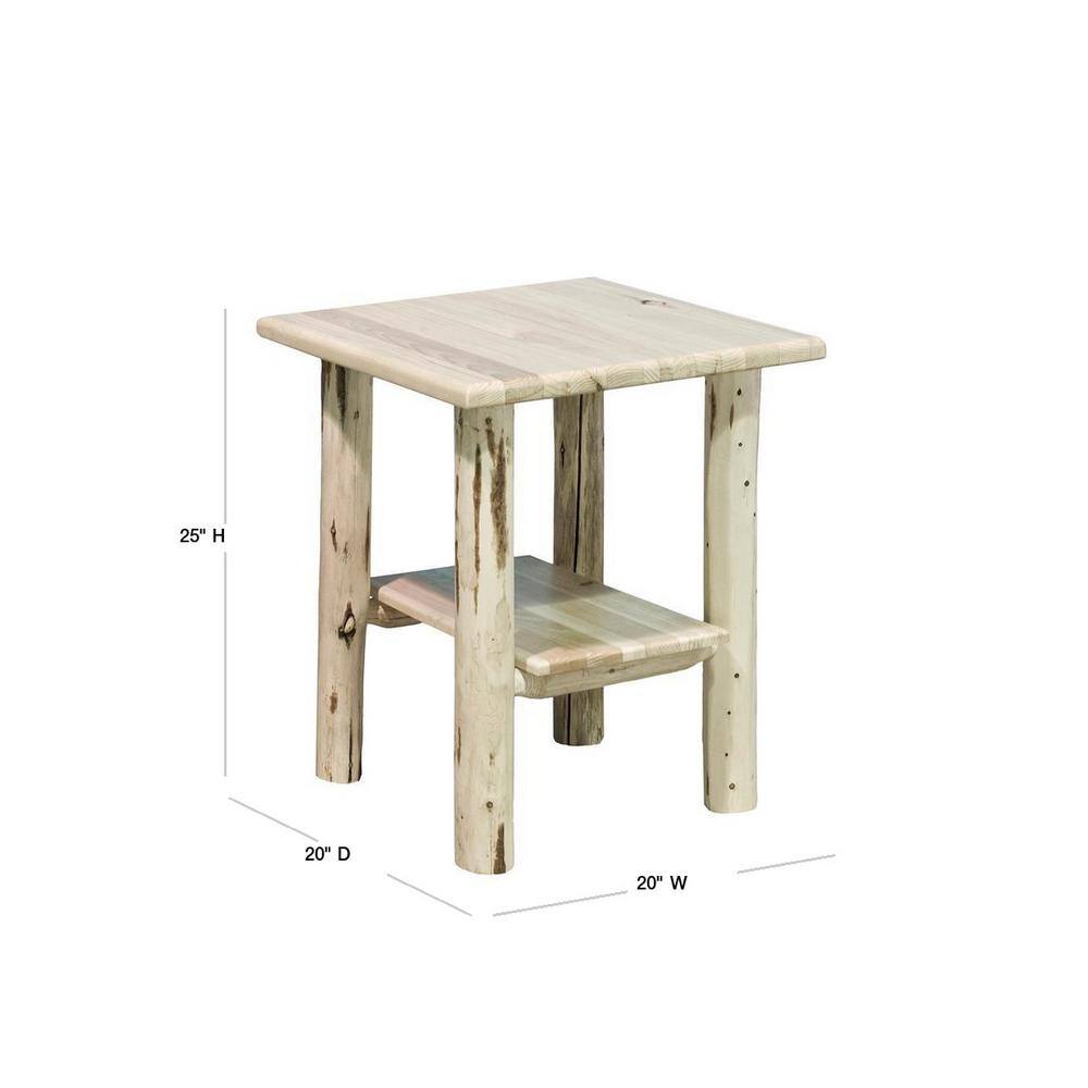 Rustic Lodgepole Pine Solid Wood Nightstand - Natural Finish