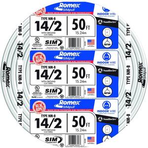 50 ft. 14/2 Solid Romex Simpull CU NM-B W/G Wire