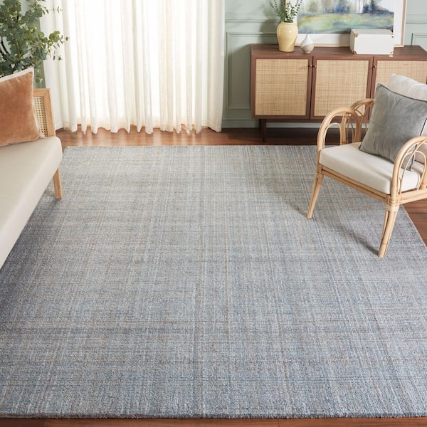 Abstract 8 ft. x 10 Light Blue/Gray Solid Color Area Rug