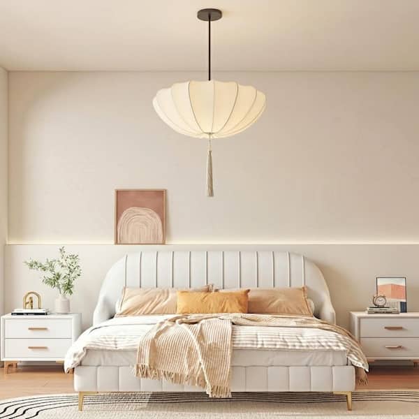 ARTURESTHOME 3-Light White Textured Fabric Pendant Light with