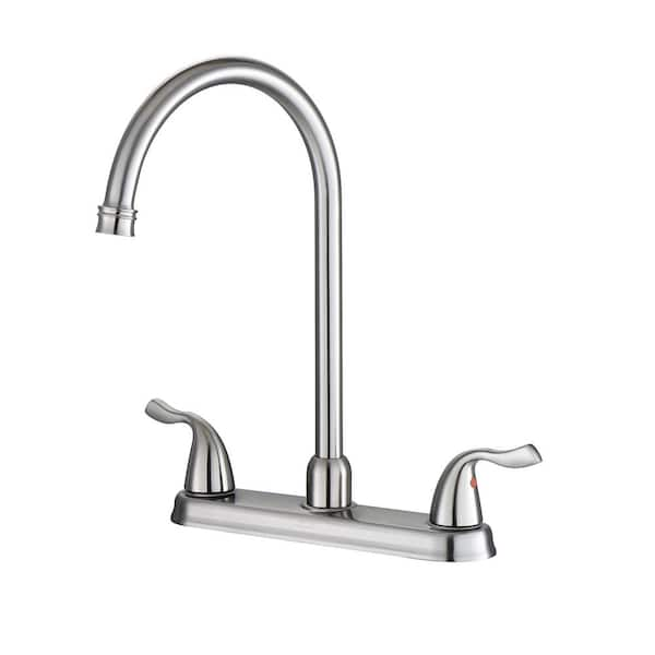 Fapully Double Handle Deck Mount Standard Kitchen Faucet 2 Hole 8 In Kitchen Sink Faucet In 5275