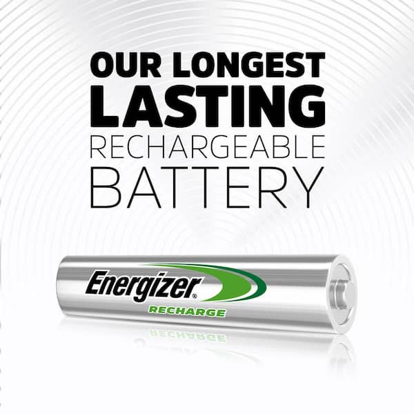 Basics 4-Pack Rechargeable AAA NiMH Performance Batteries, 800 mAh,  Recharge up to 1000x Times, Pre-Charged