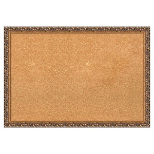 Antique Bronze Wood Framed Natural Corkboard 26 in. x 18 in. bulletin Board Memo Board