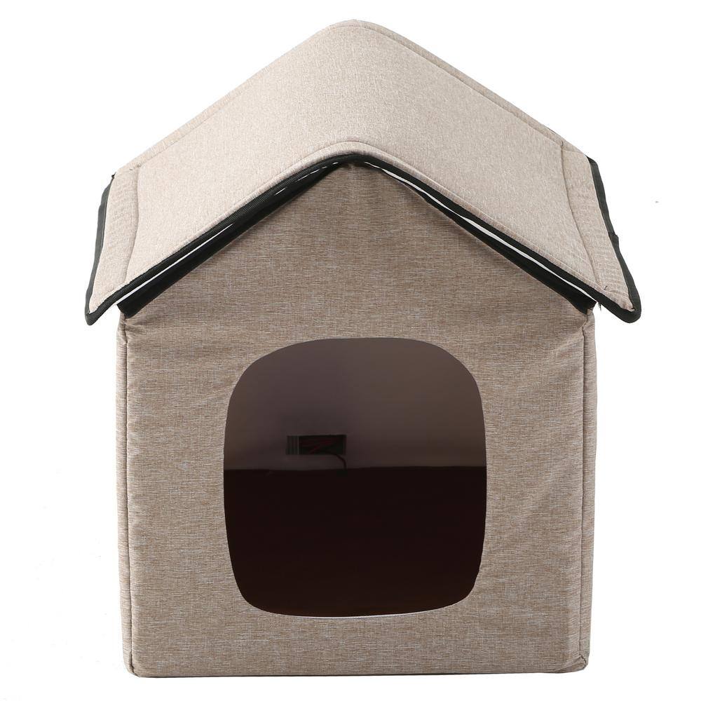Small Beige Insulated Smart Pet House with Heating and Cooling