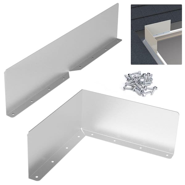 15.7 in. x 3.54 in. Gutter Valley Splash Guard, Diverter Roof Rain Diverter for House Shingle Roofs Corner, 2 Pcs