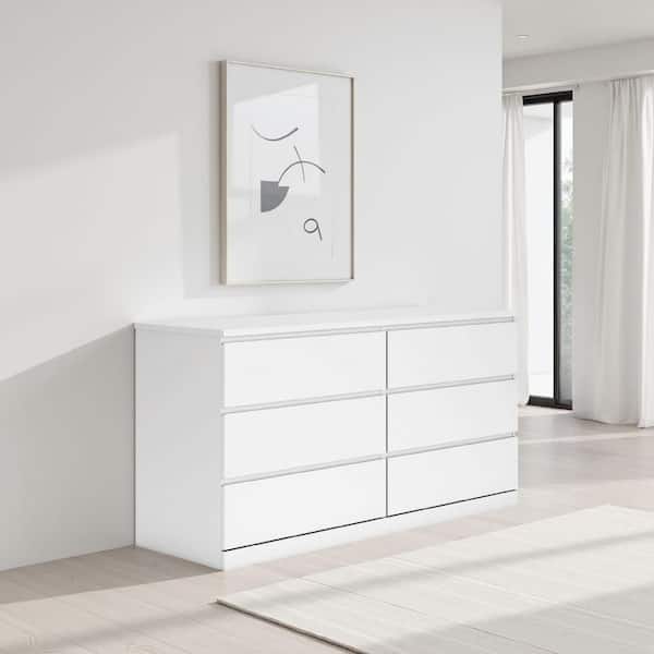 Onira White 6-Drawer 60 in. Wide Dresser Without Mirror