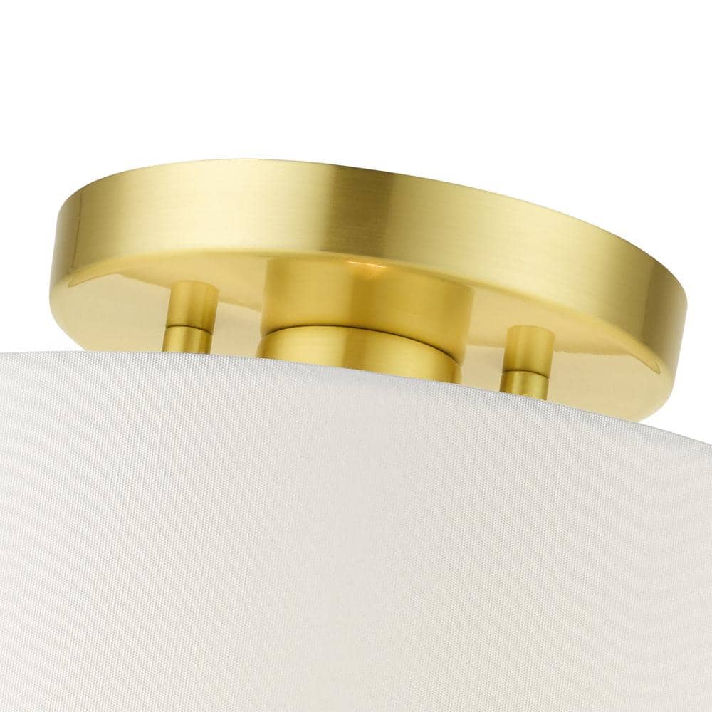 Satin Brass Glass Drum Indoor/Outdoor Semi-Flush Mount Light