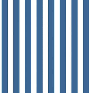 Tiny Tots 2 Cobalt Blue/White Matte Traditional Regency Stripe Design Non-Pasted Non-Woven Paper Wallpaper Roll