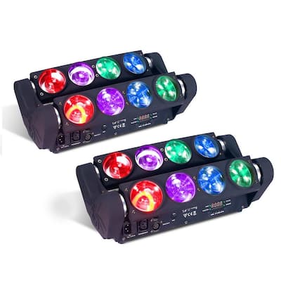 Lukyamzn 4 in 1 Portable Stage Light Spider Moving Head Light LED RGBW, Sound Activated for KTV Disco Party Event (2-Pack)