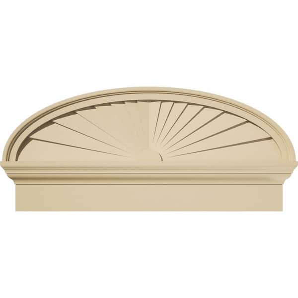 Ekena Millwork 32-in W x 14-7/8-in H x 2-3/4-in P Elliptical Sunburst Signature Urethane Combination Pediment, Primed Tan