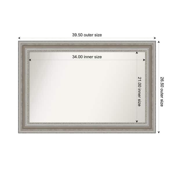 Amanti Art Parlor Silver 39.5 in. x 26.5 in. Custom Non-Beveled Recycled Polystyrene Framed Bathroom Vanity Wall Mirror