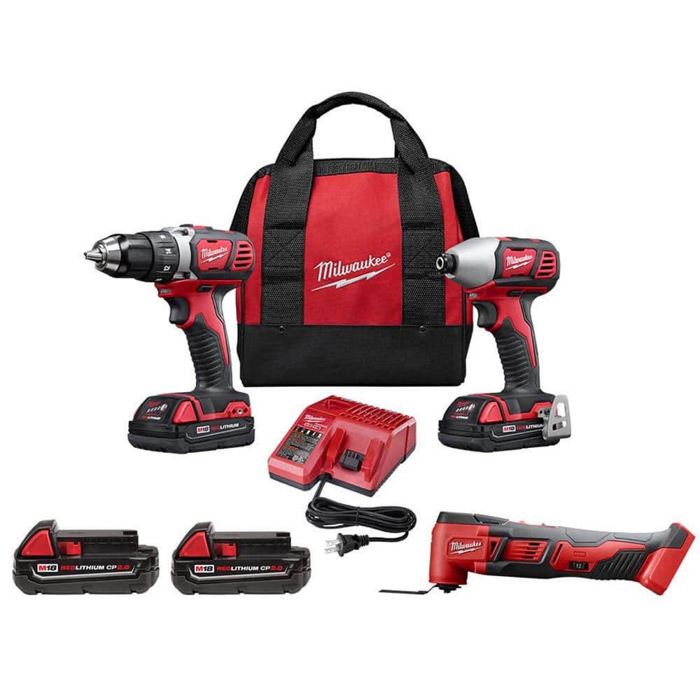 Milwaukee M18 18V Lithium-Ion Cordless Drill Driver/Impact Driver Combo Kit  (2-Tool) with Multi-Tool and (2) 2.0 Ah Batteries  2691-22-2626-20-48-11-1820-48-11-1820 The Home Depot